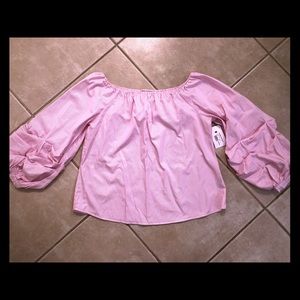Off the shoulder pink striped top